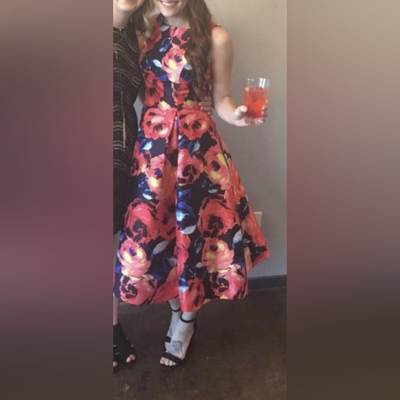 Adrianna Papell Floral Print Mikado Dress  ( Size 2) - Picture 5 of 5